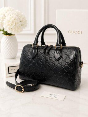 Authentic Gucci Guccissima GG Leather Boston Hand Bag
